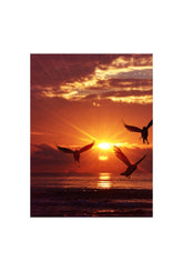 Golden Flight: Beach Sunrise Canvas Art