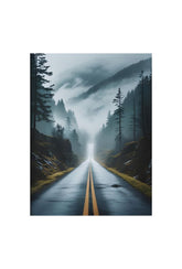 Mystic Journey Canvas Art - Foggy Road Forest Wall Decor