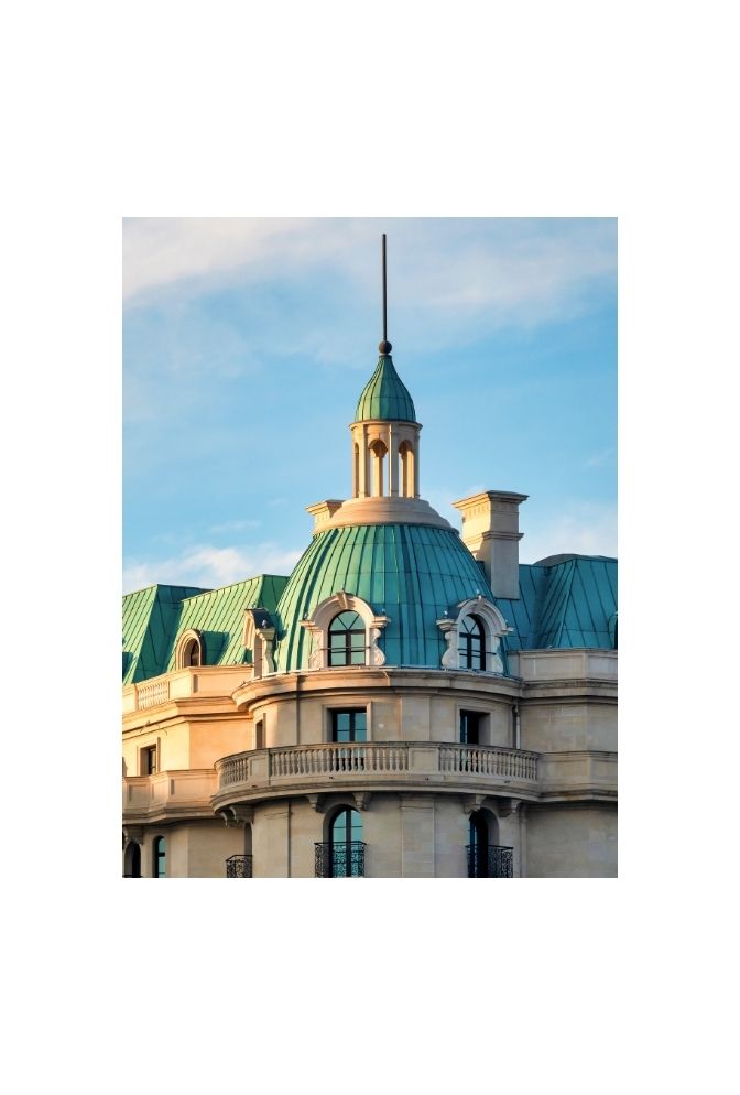 Parisian Elegance: Turquoise Dome Architectural Canvas Art