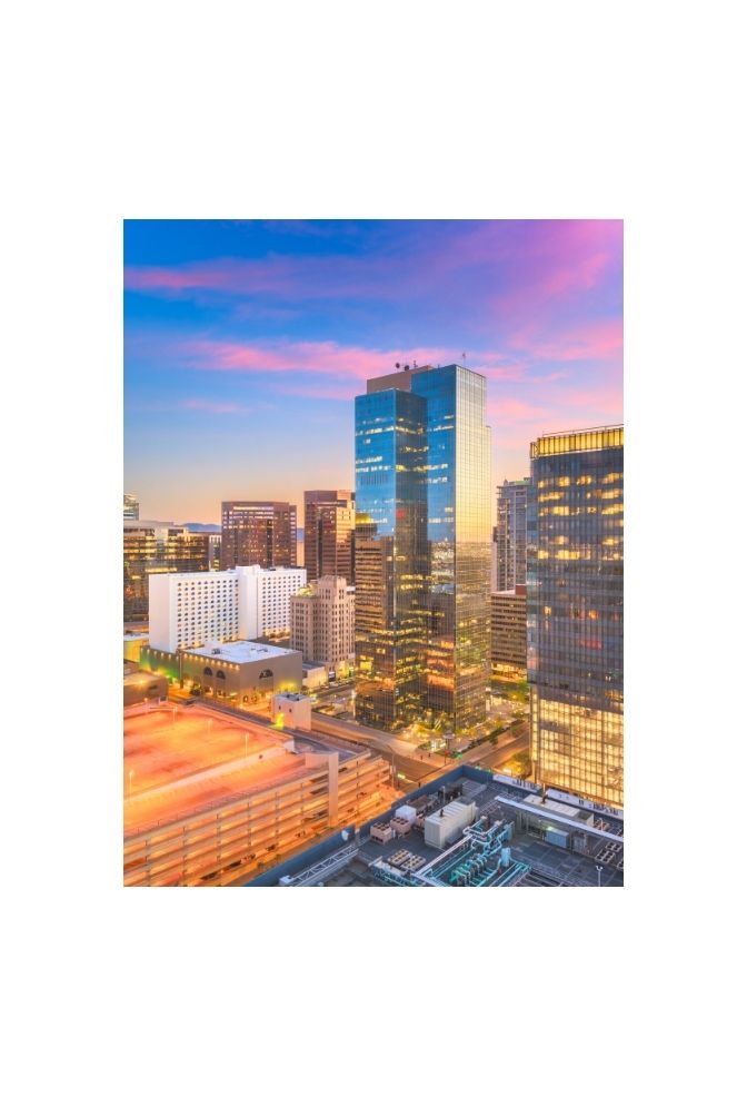 Phoenix Cityscape Canvas Art - Arizona Skyline Sunset Wall Decor