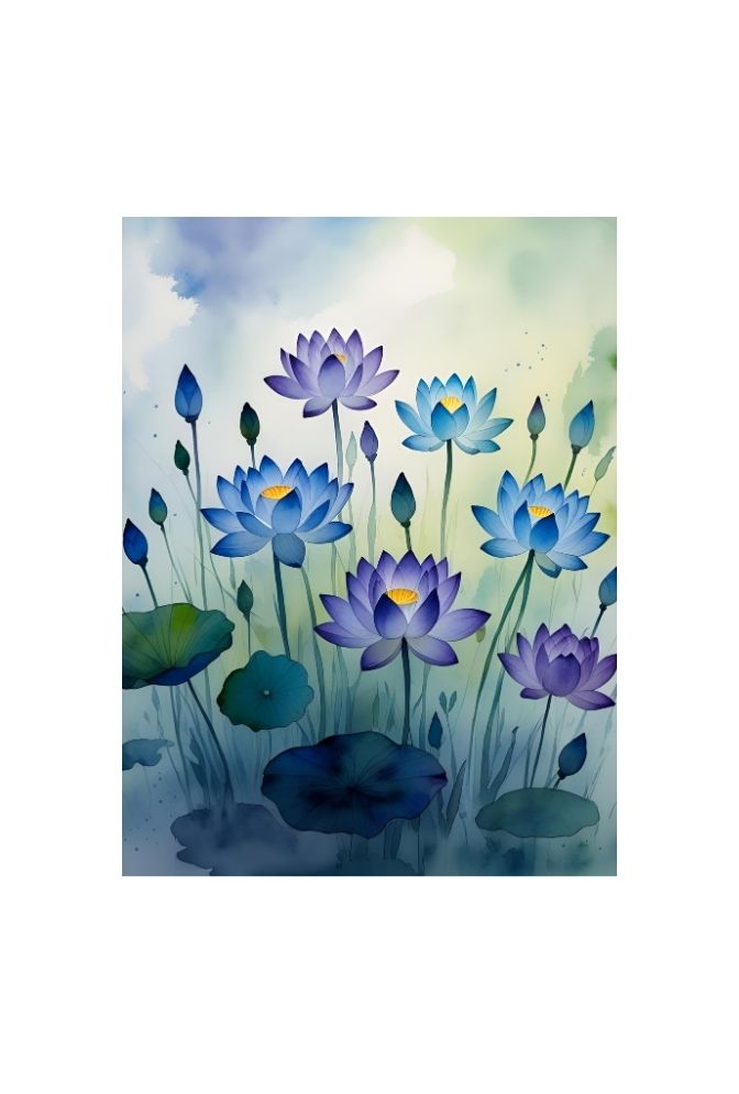 Serene Bloom: Watercolor Lotus Canvas Art