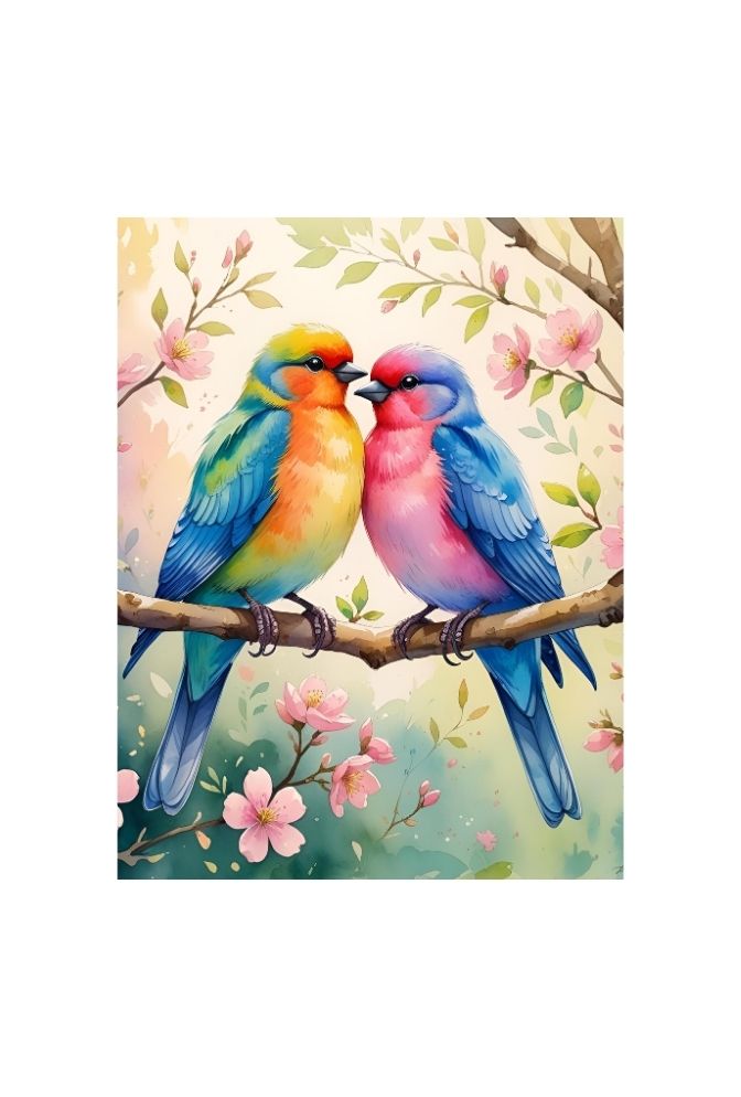 Spring Serenade: Love Birds Canvas Art