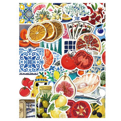50pcs Mediterranean Style Artistic Creative Colorful Stickers Cartoon for Decoration Scrapbook Laptop Luggage Guitar Water Cup Phone Case Refrigerator
