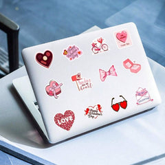 50PCS Valentines Day Stickers Decorative Creative Stickers Cartoon Stickers Heart Pink Stickers For Laptop,Bumper,Skateboard,Water Bottles Computer Phone Valentines Items