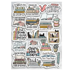 2 Sets Of 22 Styles Cartoon Book Cat Book Hoarder Stationery Assorted Stickers Cute Creative Decorative Book Lover Bookworms Reading Girl Quote Teacher Stickers