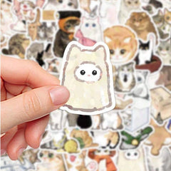 77pcs Cute Kitten Cat Stickers For Skateboard, Guitar, Luggage DIY Phone Case Decoration Anime Stickers Waterproof