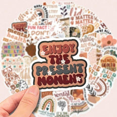 50pcs Bohemian Style Self-Motivation Stickers English Graffiti Stickers For Personalized Decoration, Guitar, Notebook Luggage Computer Motorcycle Skateboard Phone Back to School