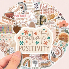 50pcs Bohemian Style Self-Motivation Stickers English Graffiti Stickers For Personalized Decoration, Guitar, Notebook Luggage Computer Motorcycle Skateboard Phone Back to School