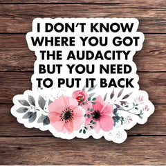 1PC Don't Know Where You Got The Audacity But You Need To Put It Back Sticker Vinyl Sticker Waterproof
