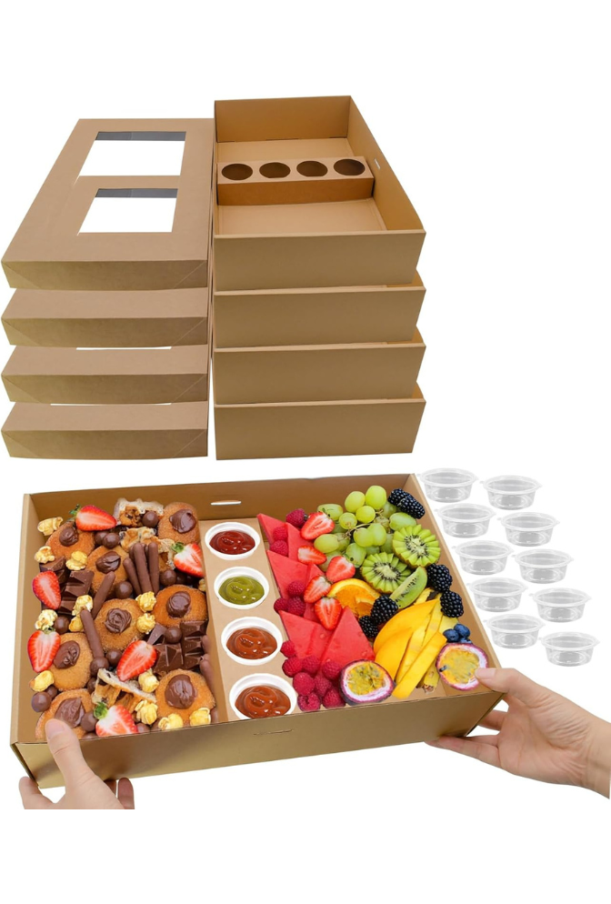 Ganfaner 10-Pack Large Catering Trays with Lids and Cup Insert