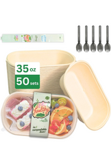 Large 35oz Paper Bowls with Lids – 50 Meal Prep Containers for Burrito & Takeout-Ganfaner