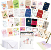 Ganfaner 48pcs Greeting Cards Assortment Pack with Envelopes - Premium 400gsm Cardstock Cards Set with Organizer Box & Golden Ink Pen, Birthday Anniversary Wedding Thank You All Occasions
