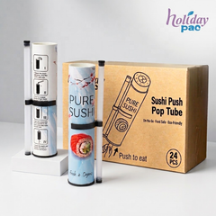 Ganfaner push pop sushi tubes with clear sauce stick and 24-pack shipping box