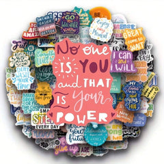 100pcs Motivational Quote Stickers Vinyl Waterproof Positive Inspirational Words For Water Bottles Book Laptop Back To School