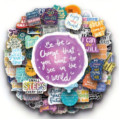 100pcs Motivational Quote Stickers Vinyl Waterproof Positive Inspirational Words For Water Bottles Book Laptop Back To School