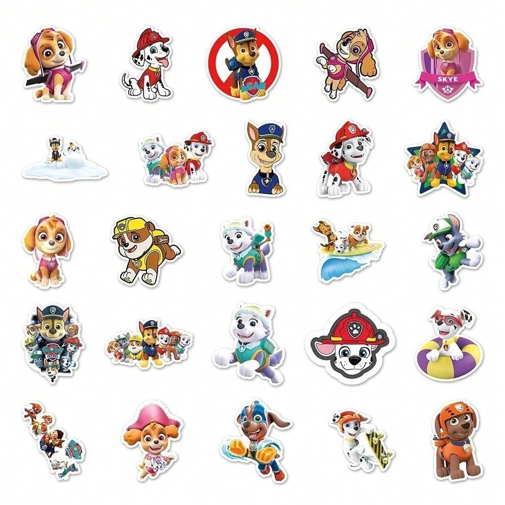 50PCS Cool Cute PAW Patrol Stickers Decal Decoration Phone Skateboard Luggage Fridge Graffiti refrigerator Sticker Toy Gift For Kids