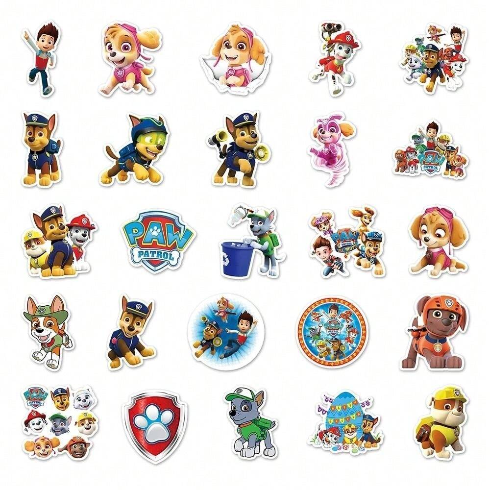 50PCS Cool Cute PAW Patrol Stickers Decal Decoration Phone Skateboard Luggage Fridge Graffiti refrigerator Sticker Toy Gift For Kids