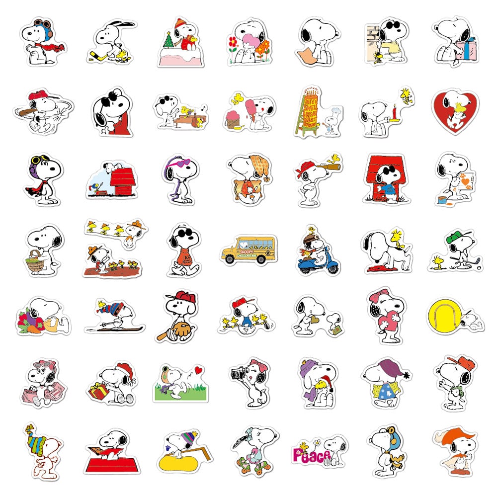 Peanuts 50pcs Sticker Cartoon Snoopy Dog Laptop Cup Helmet Picture Frame Skateboard Computer Decoration Waterproof Sticker A Lovely Gift For Family And Friends