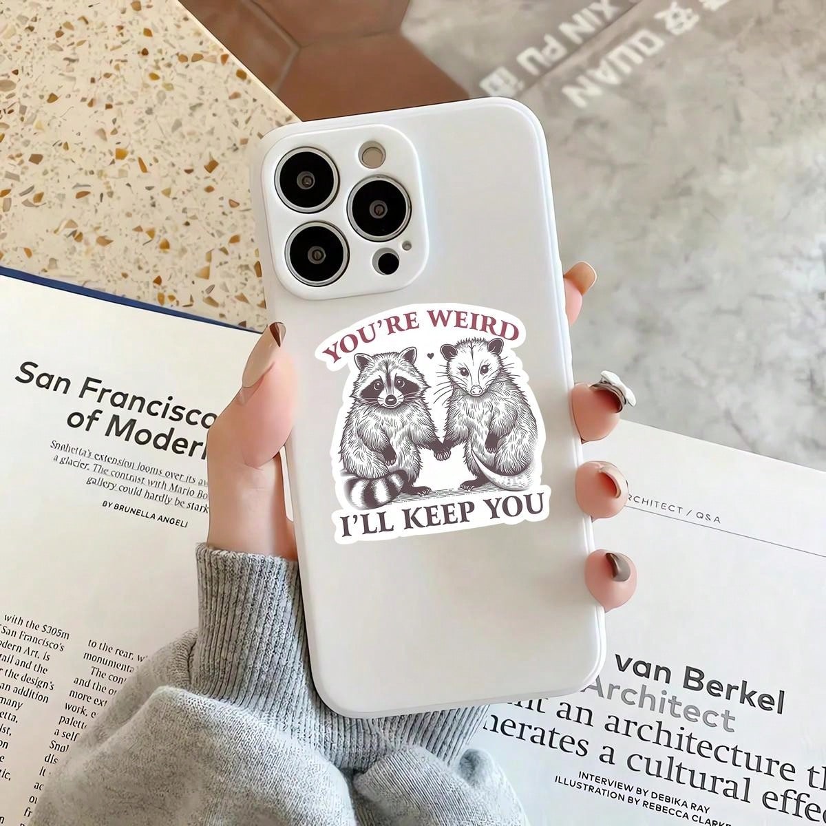 1/3PCS Funny You'Re Weird I'Ll Keep You Sticker Opossum Possum Raccoon Decal Sticker Suitable For Car Laptops Cups Tumblers Skater Sticky Note Library Bags Phones Refrigerator Vinyl Waterproof Sticker、