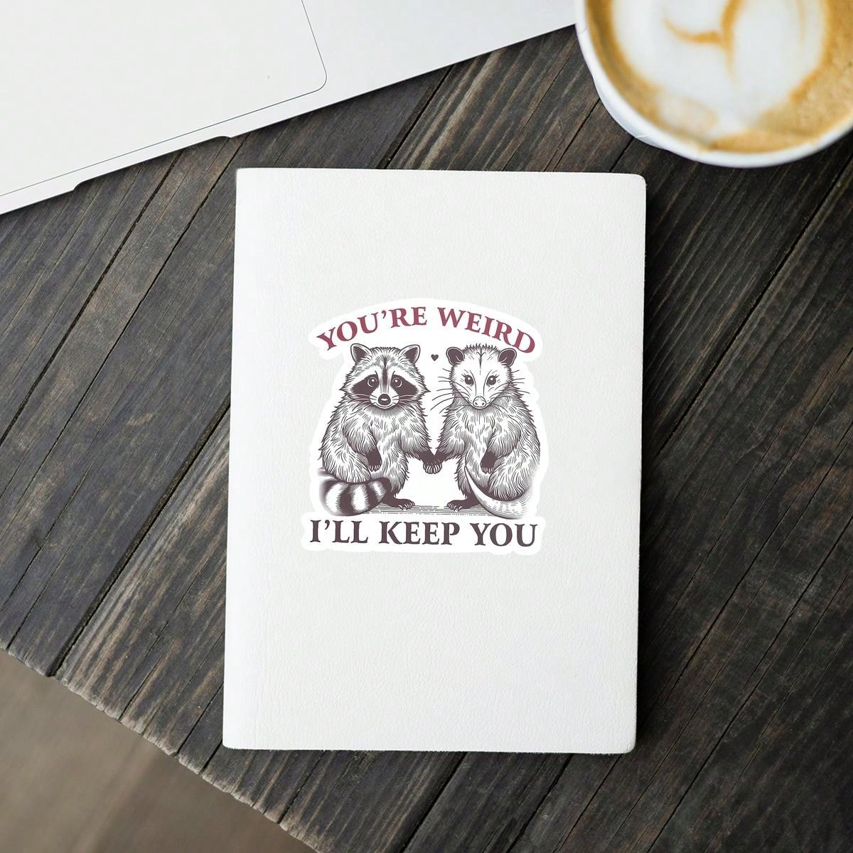 1/3PCS Funny You'Re Weird I'Ll Keep You Sticker Opossum Possum Raccoon Decal Sticker Suitable For Car Laptops Cups Tumblers Skater Sticky Note Library Bags Phones Refrigerator Vinyl Waterproof Sticker、