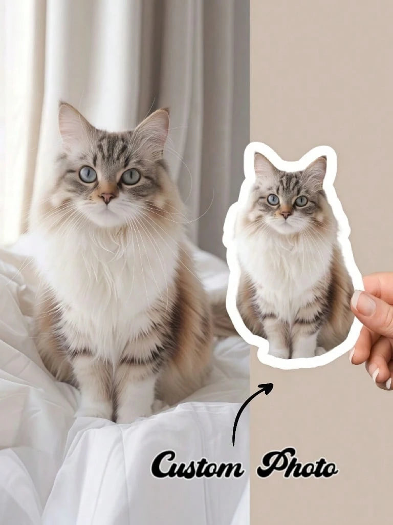 Custom Pet Photo Stickers Cute Pet Decoration Stickers Pet Photo Stickers Custom Portrait Stickers Custom Water Bottle Stickers Laptop Stickers Pet Memorial Stickers Gifts for Valentine's Anniversary Day Birthday Boyfriend/Girlfriend