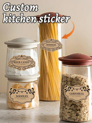 Custom Stickers Household Storage Can Condiment Bottle Storage Box l Sugar Peanut Dry Fruit Food Items Label Waterproof