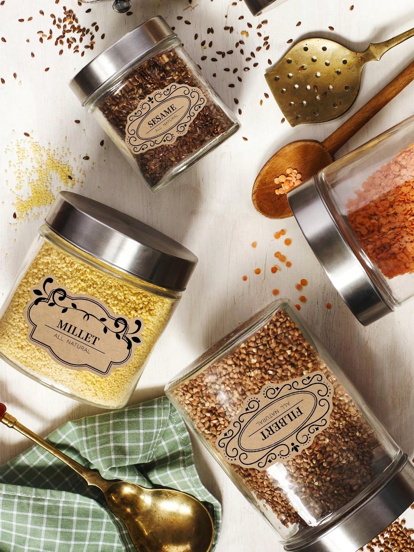 Custom Stickers Household Storage Can Condiment Bottle Storage Box l Sugar Peanut Dry Fruit Food Items Label Waterproof