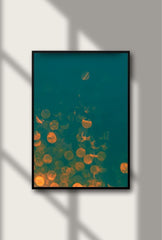 Glimmering Teal Bokeh Canvas Art
