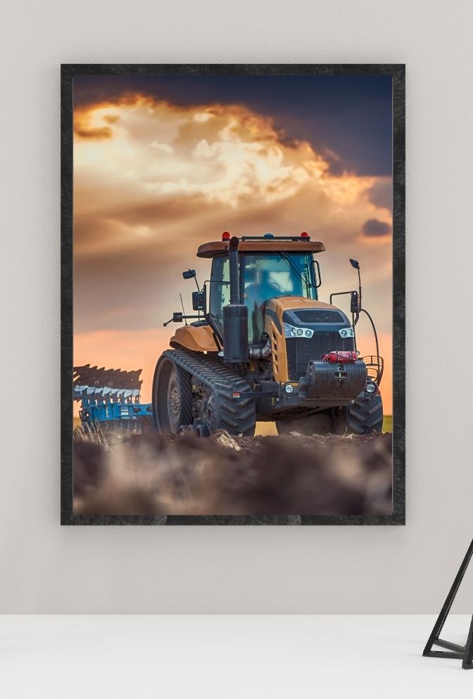 Golden Harvest: Tractor Canvas Art