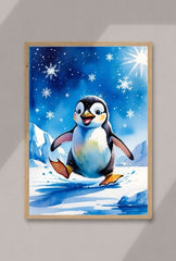 Whimsical Penguin Winter Canvas Art