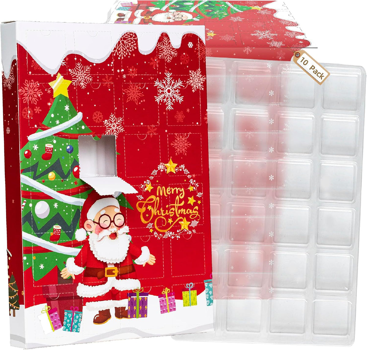 Ganfaner 10-Pack Empty Christmas Advent Calendar Boxes to Fill, 24-Cavity DIY Countdown Treat Gift Boxes, Fillable Cardboard Advent Calendar 12"x8"x1.2"