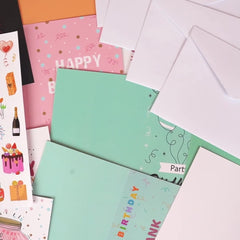 birthday card生日卡片套装100件DIY信封INS对折生日贺卡