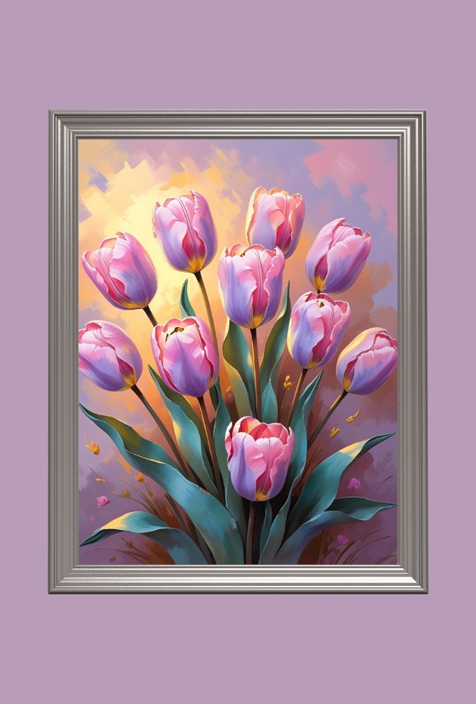 Painted Spring: Purple Tulip Canvas Art
