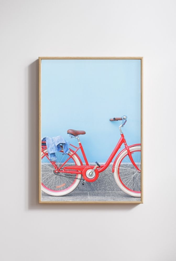 Retro Ride: Red Bicycle Canvas Art