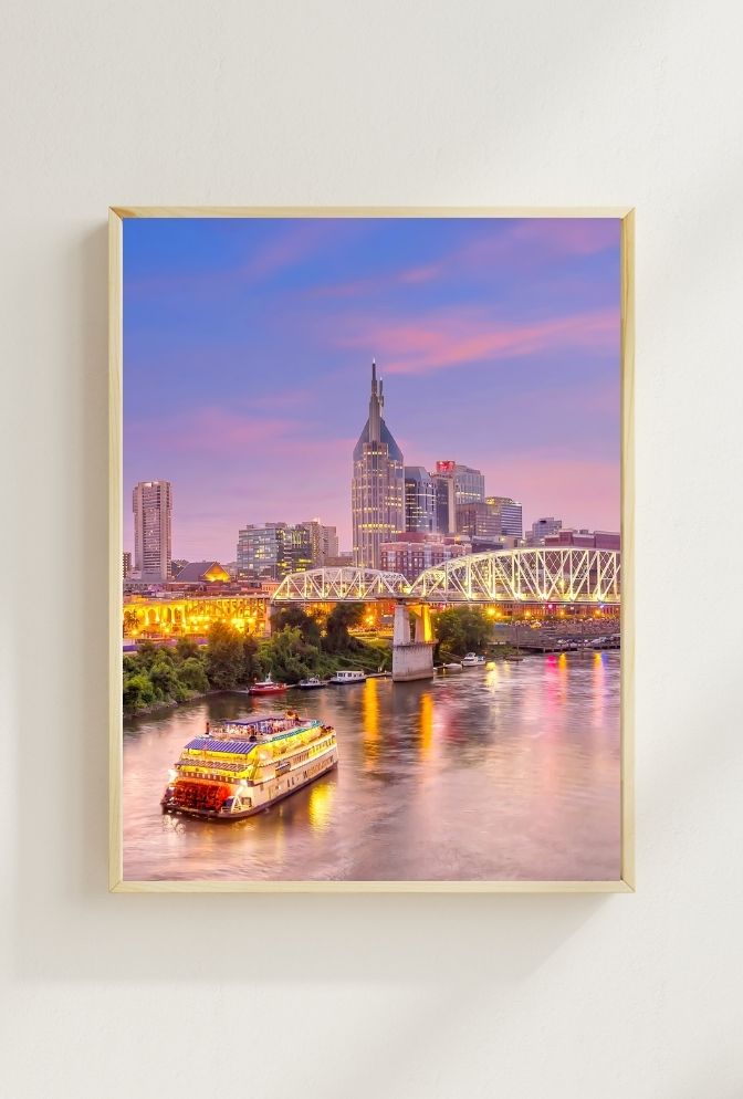 Nashville Twilight: Riverfront Symphony Canvas Art