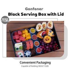 8 Sets Black Cardboard Grazing Boxes with Clear Lids, Strong Platter Box with Lid Serving Party Picnic 15"x10"x3.5"