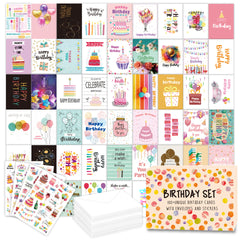 birthday card生日卡片套装100件DIY信封INS对折生日贺卡