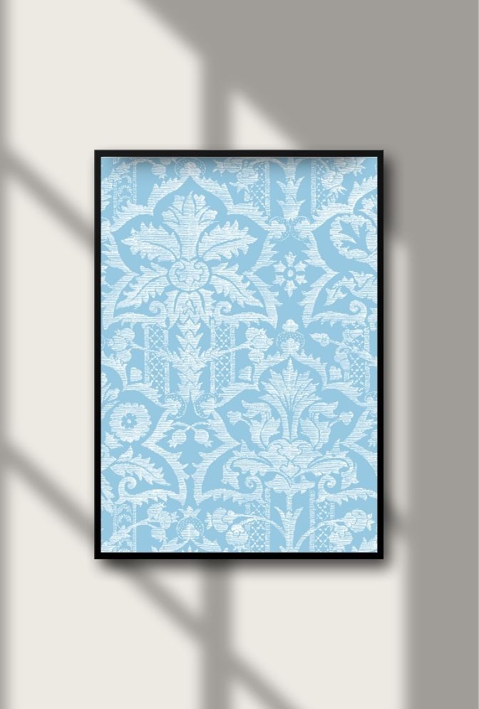 Serene Blue Damask Canvas Art