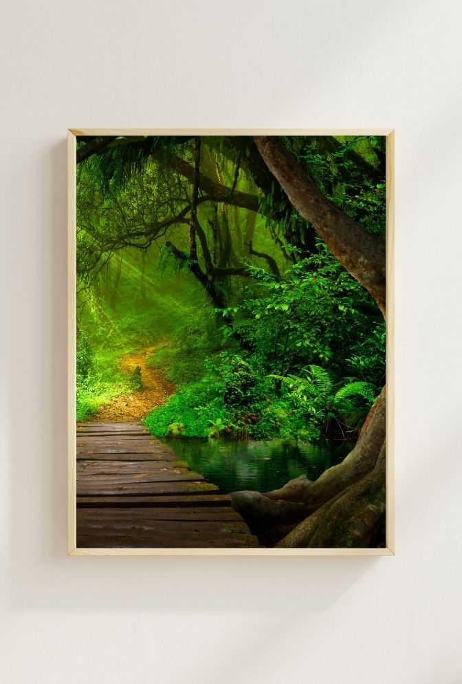 Emerald Pathway: Serene Jungle Canvas Art