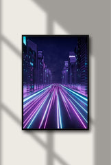 Neon Cityscape: Cyberpunk Drive Canvas Art