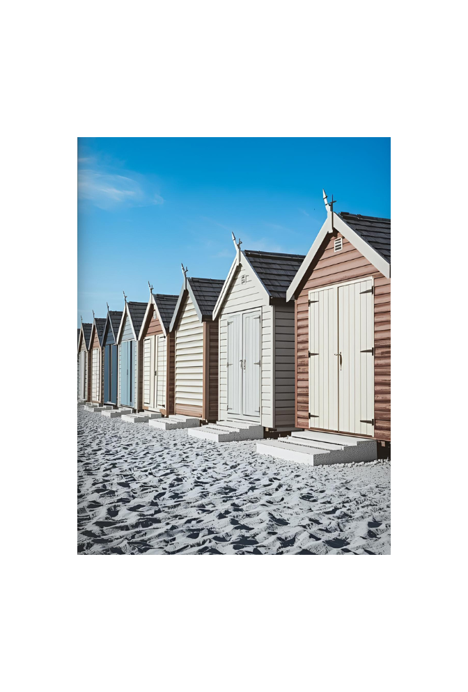 Wall Art Canvas: Beach Huts Bringing Coastal Charm-Ganfaner