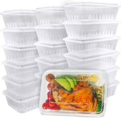 49oz Plastic Meal Prep Containers with Lids 50PK, BPA Free Disposable Food Box To Go Microwave Safe