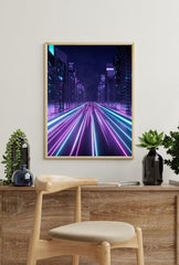 Neon Cityscape: Cyberpunk Drive Canvas Art