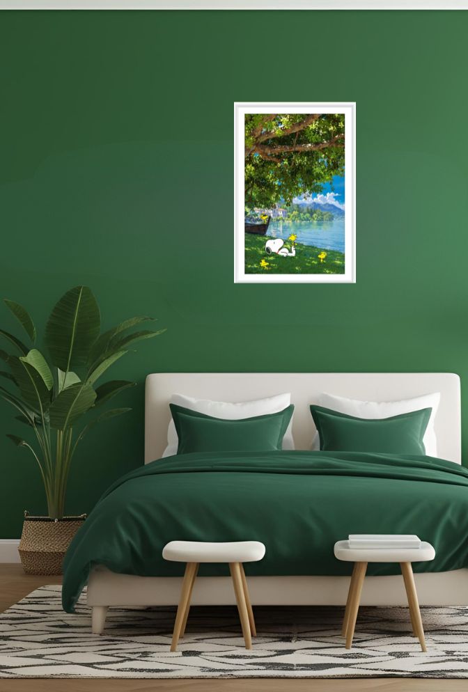 Lakeview Snooze: Serene Snoopy Canvas Art