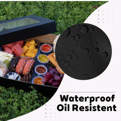 8 Sets Black Cardboard Grazing Boxes with Clear Lids, Strong Platter Box with Lid Serving Party Picnic 15"x10"x3.5"