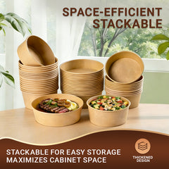 25 oz Kraft Round Salad Bowls with Lids, 50 Sets
