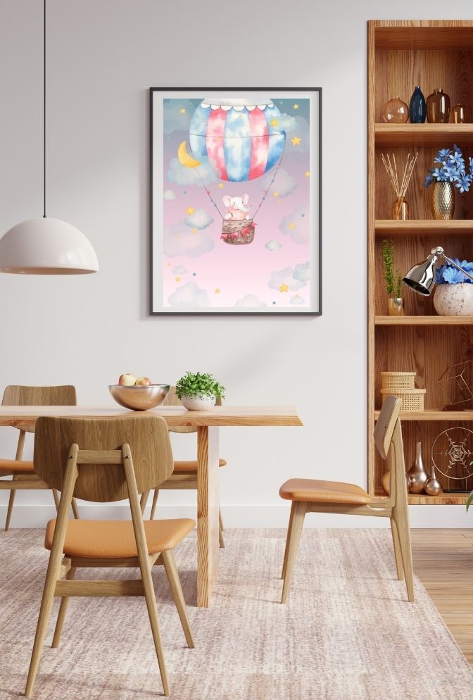 Elephant Dreams: Nursery Balloon Canvas Art