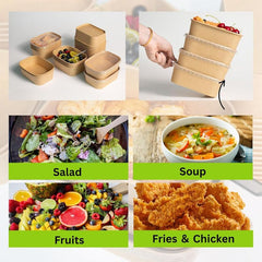 Ganfaner 25oz Disposable Paper Bowls with Lids