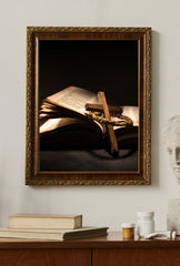 Faith & Light: Scripture Canvas Art - Cross and Open Bible