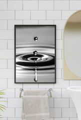 Silver Cascade: Water Drop Canvas Art